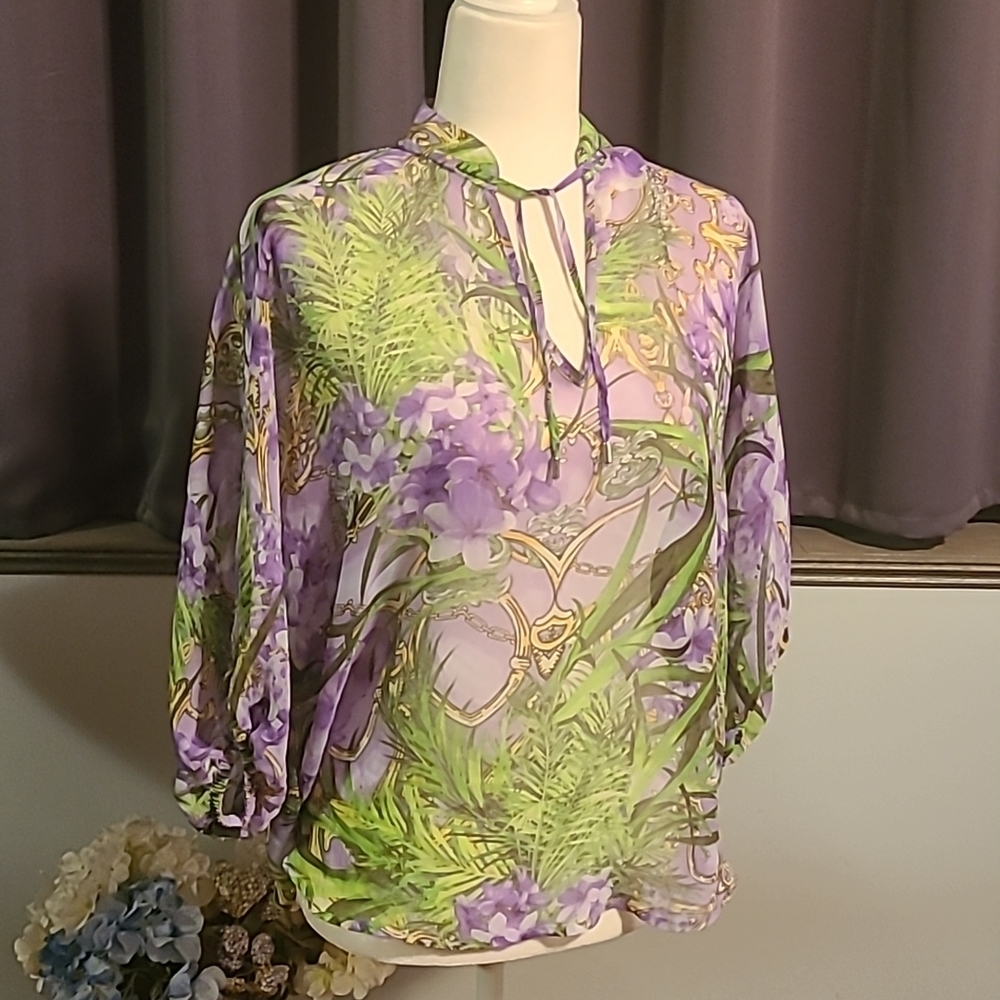Jennifer Lopez Sheer Floral Top - Size XS